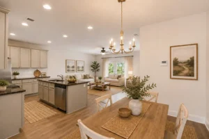 Jefferson - dining, kitchen, living view
