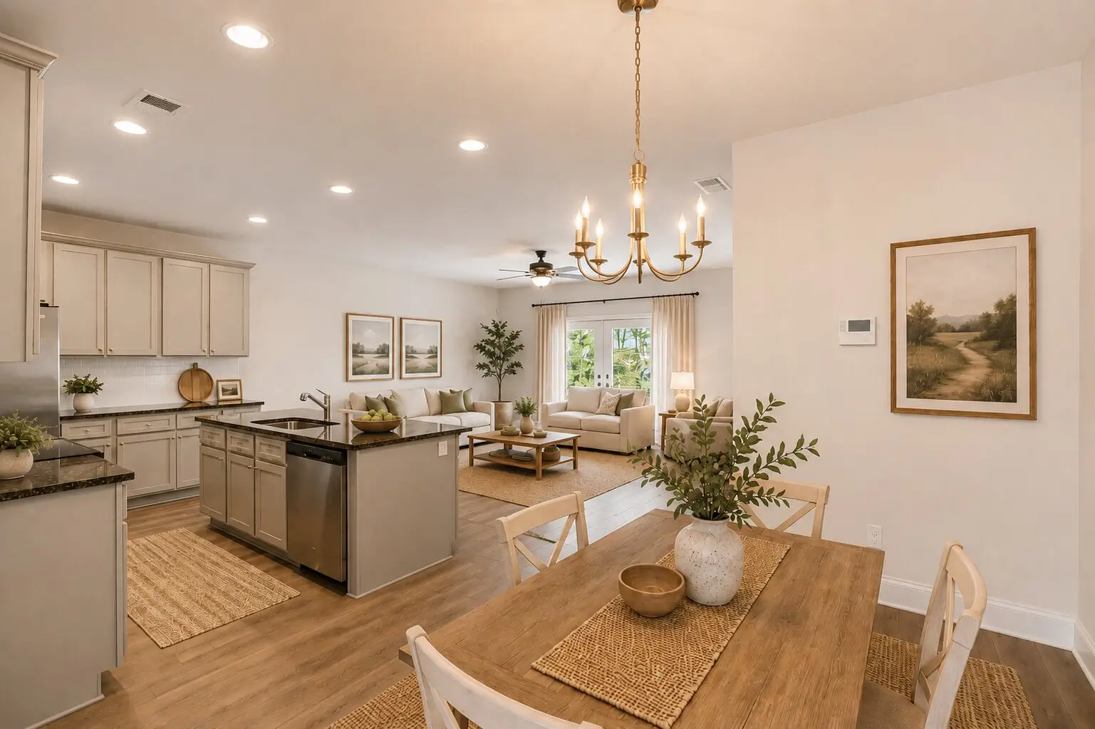 Jefferson - dining, kitchen, living view